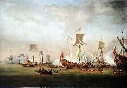 Willem van de Velde the Elder The Departure of William of Orange and Princess Mary for Holland oil